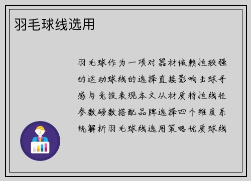 羽毛球线选用